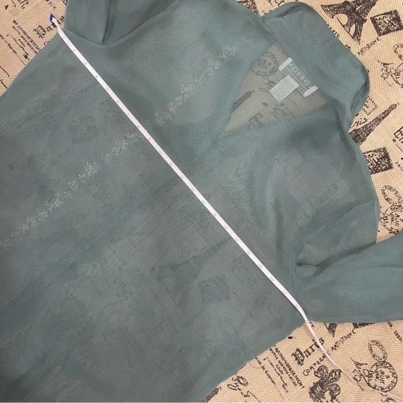 Norton Mcnaughton NWT! Eclipse See Throug Long Sleeve Button Down Blouse Size L - Picture 13 of 14